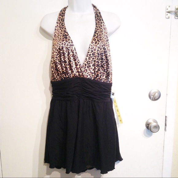 leopard swim dress